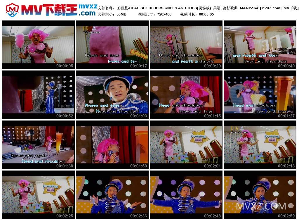 王祖蓝-HEAD SHOULDERS KNEES AND TOES(现场版)_英语_流行歌曲_MA405164